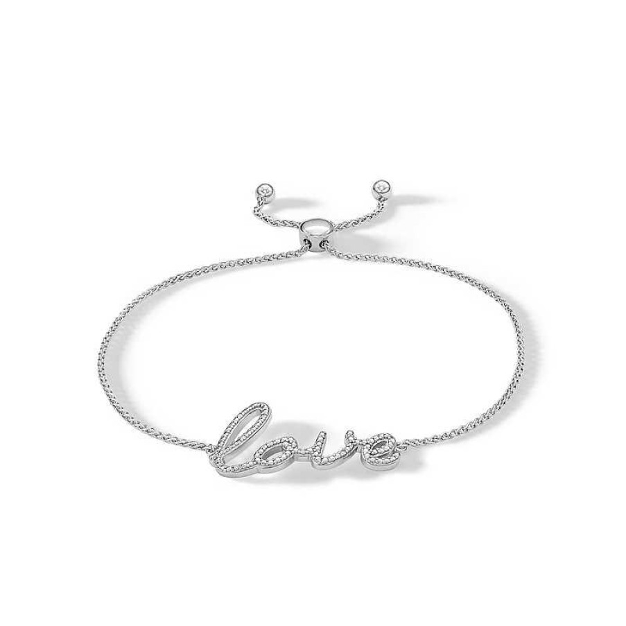 Banter Sterling Silver Diamond Accent Love Bolo Bracelet Bracelets