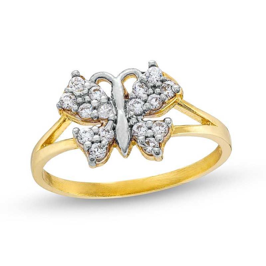 Banter 10K Hollow Gold Cz Butterfly Split Ring - Size 7 Rings