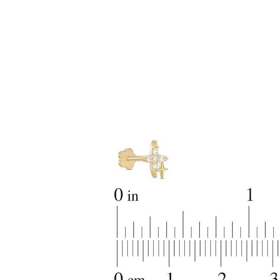 Banter 14K Gold Cz Northstar Stud - 18G 5/16" Ear