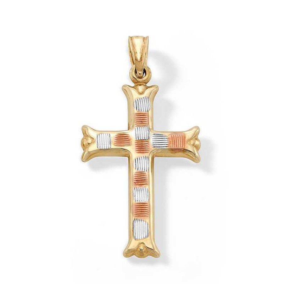 Banter 10K Hollow Gold Cross Tri-Tone Necklace Charm Charms