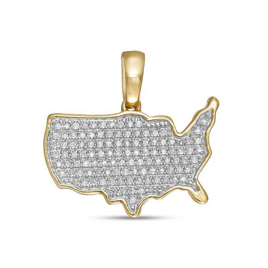 Banter 1/6 Ct. T.W. Diamond Pav United States Of America Necklace Charm In 10K Gold Charms