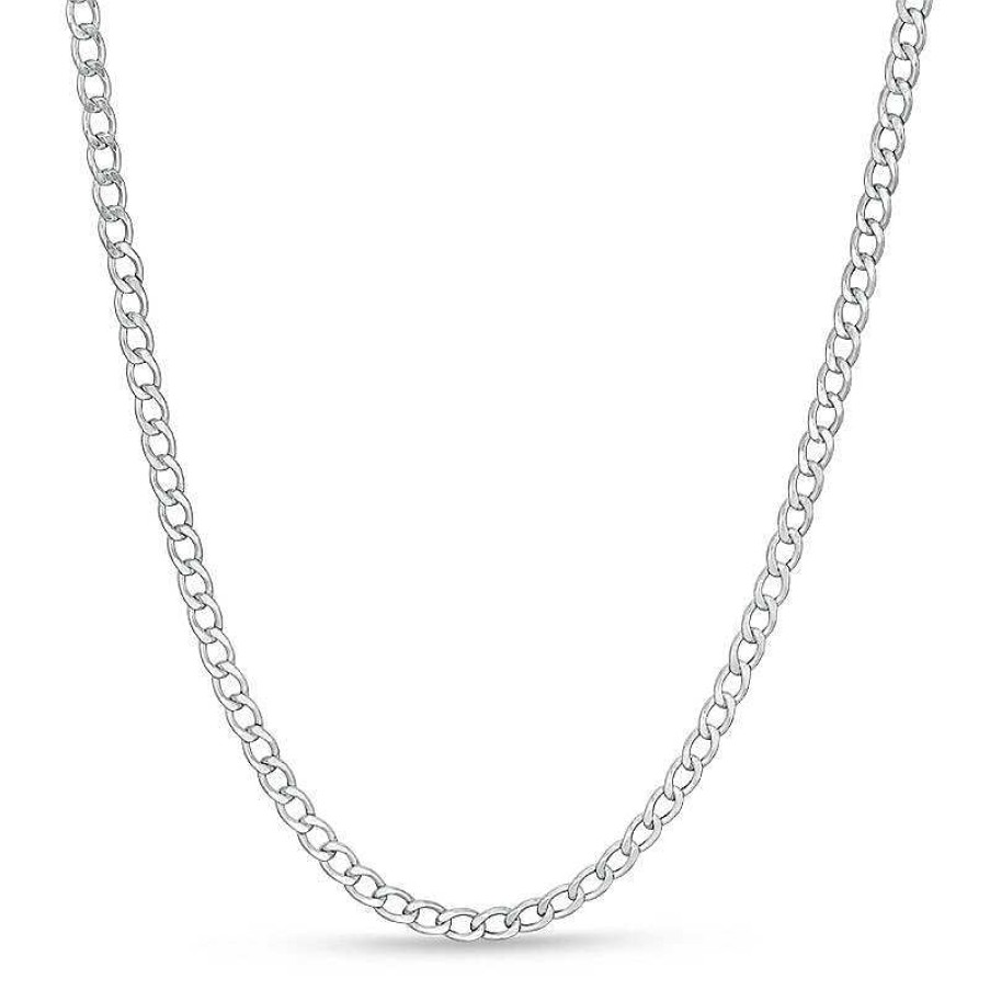 Banter Made In Italy 080 Gauge Curb Chain Necklace In 10K Hollow White Gold - 24" Necklaces