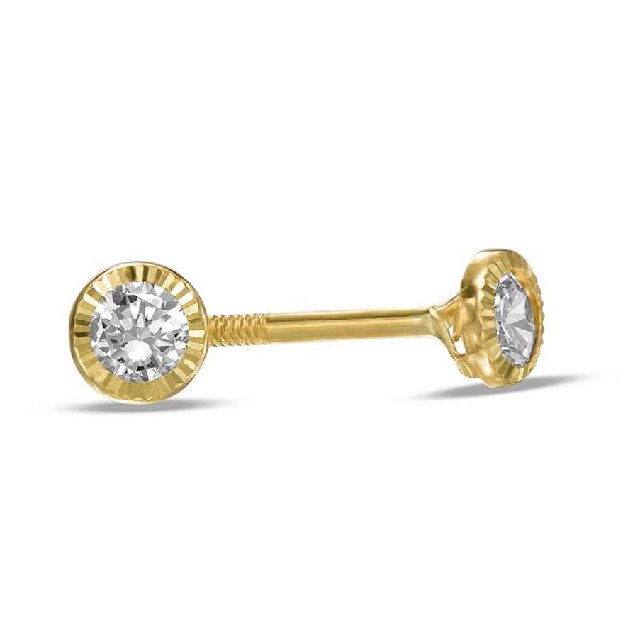 Banter Child'S 3Mm Cubic Zirconia Solitaire Stud Earrings In 10K Gold Earrings