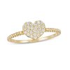 Banter 10K Semi-Solid Gold Casting Cz Pav Heart Bead Ring - Size 7 Rings