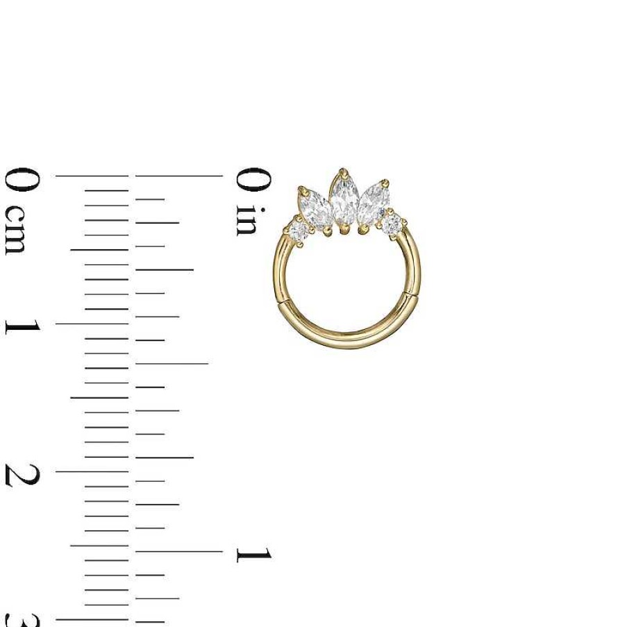 Banter 14K Solid Gold Cz Marquise And Round Tiara Cartilage Hoop - 18G 5/16" Nose