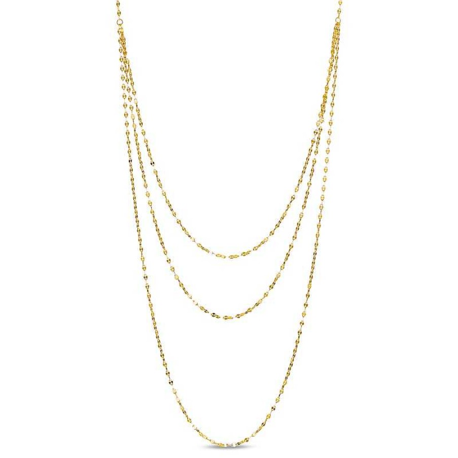 Banter Mirror Flat-Link Chain Triple Strand Necklace In 18K Gold Over Silver Necklaces