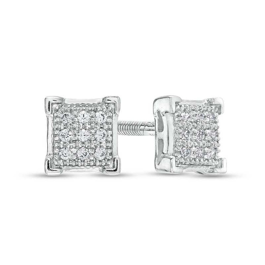 Banter 1/20 Ct. T.W. Princess-Cut Multi-Diamond Stud Earrings In Sterling Silver Earrings