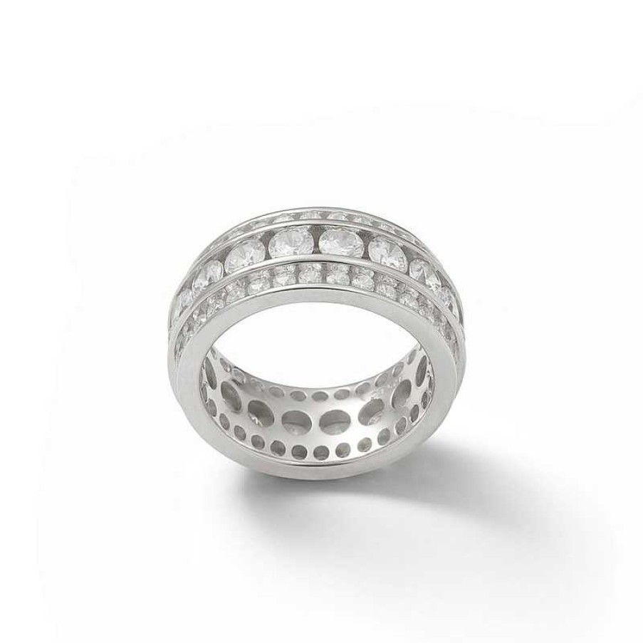 Banter Cubic Zirconia Alternating Band In Sterling Silver Rings