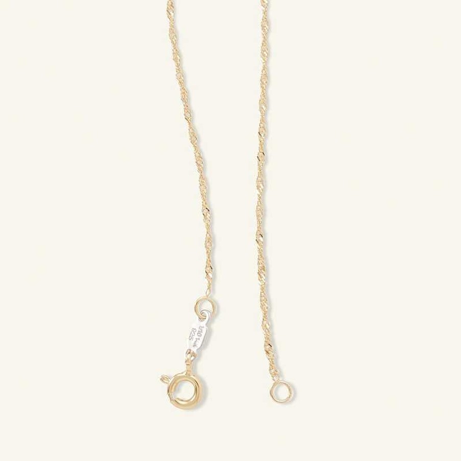 Banter 020 Gauge Singapore Chain Necklace In 14K Solid Gold Bonded Sterling Silver - 16" Necklaces