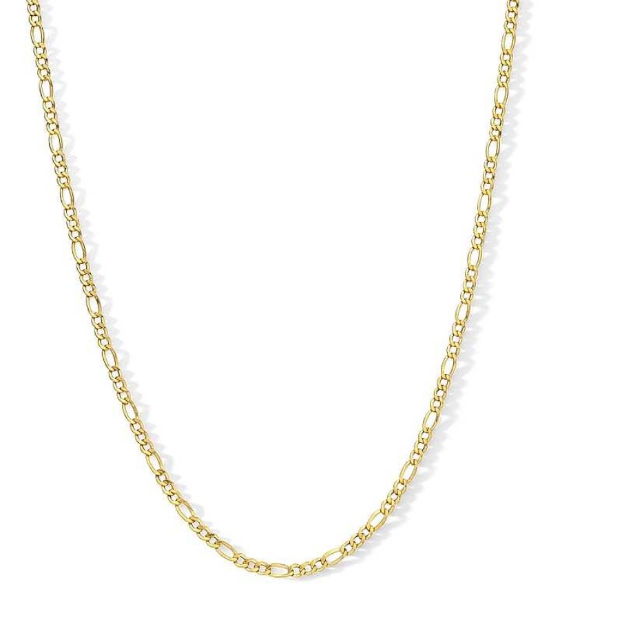 Banter 050 Gauge Figaro Chain Necklace In 14K Hollow Gold Bonded Sterling Silver - 18" Necklaces