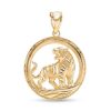 Banter Diamond-Cut Circle Frame Tiger Necklace Charm In 10K Gold Casting Solid Charms