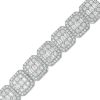 Banter Baguette And Round Cubic Zirconia Cluster Octagonal Frame Bracelet In Solid Sterling Sliver - 8.3" Bracelets