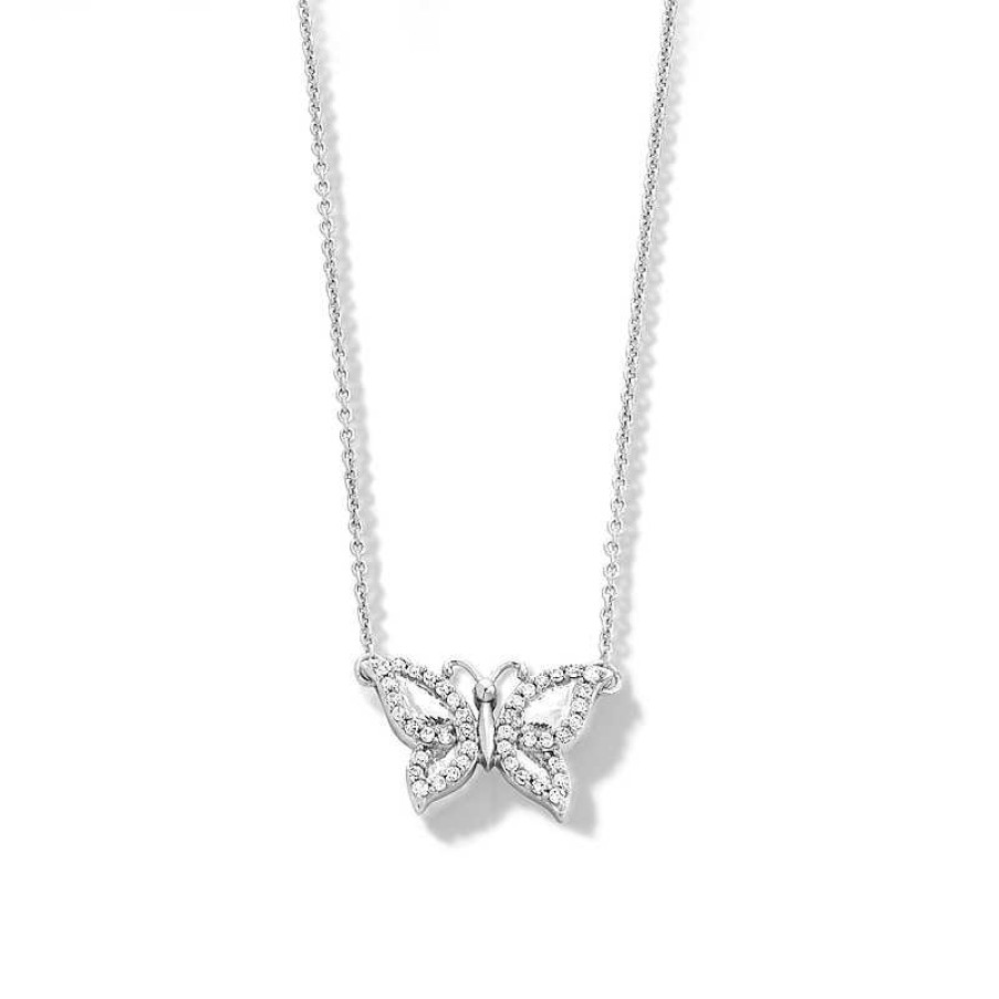 Banter 1/10 Ct. T.W. Diamond Butterfly Necklace In Sterling Silver Necklaces