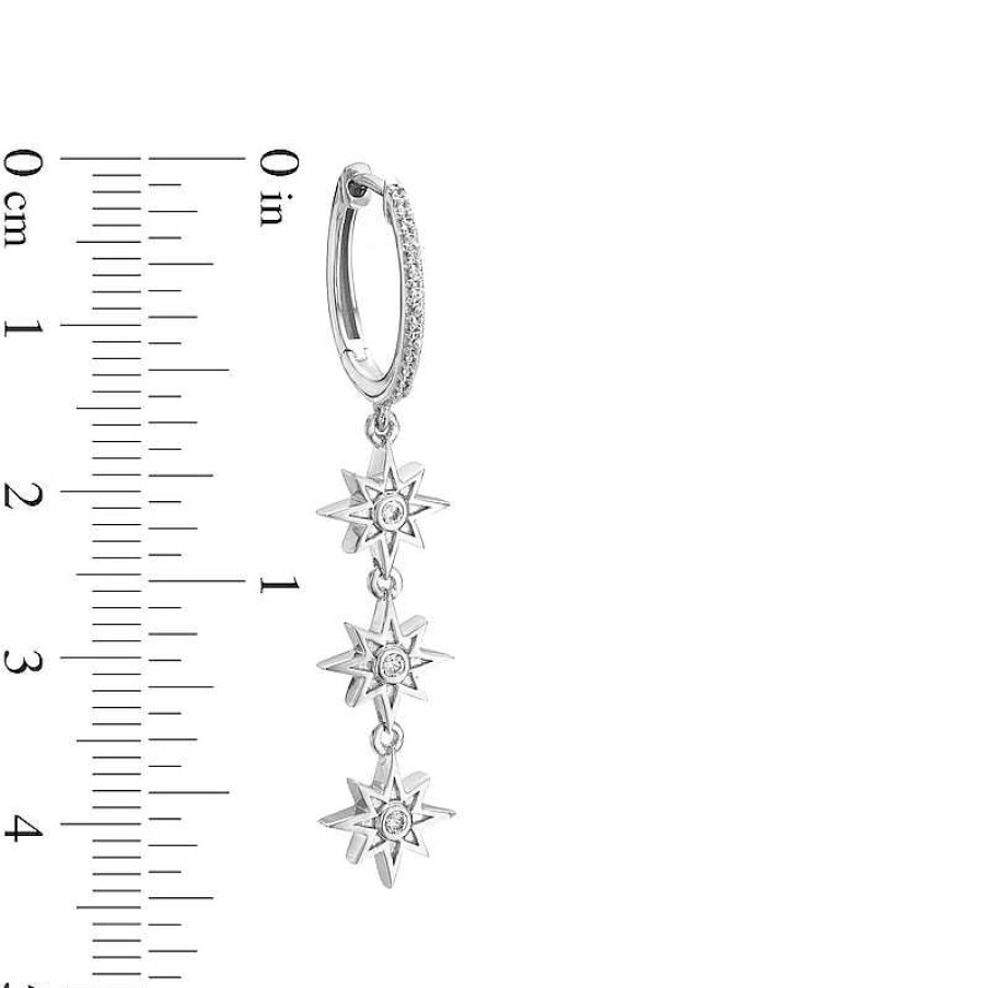 Banter 1/6 Ct. T.W. Diamond Starburst Dangle Triple Drop Earrings In Sterling Silver Earrings