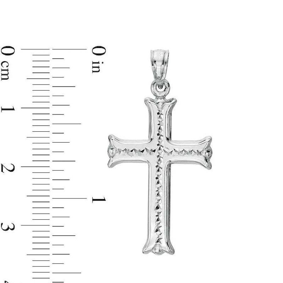 Banter 24.95 X 17.26Mm Diamond-Cut Flare-Ends Gothic-Style Cross Necklace Charm In Hollow Sterling Silver Charms