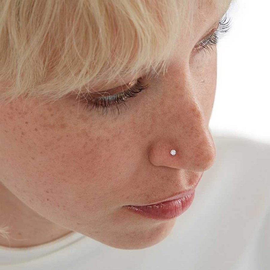 Banter Solid Sterling Silver Cz Nose Stud Set - 22G Nose