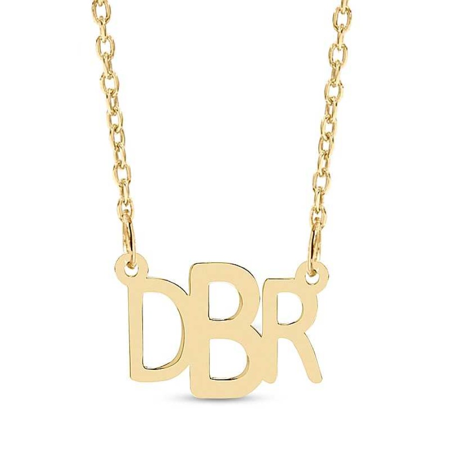 Banter 14K Gold Plate Block Monogram Cable Chain Necklaces