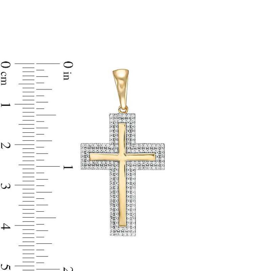 Banter 1/2 Ct. T.W. Diamond Frame Cross Necklace Charm In 10K Gold Charms