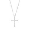 Banter Diamond Accented Cross Necklace In Sterling Silver - 18" Necklaces