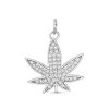 Banter Cubic Zirconia Pav Herbal Leaf Necklace Charm In Sterling Silver Charms