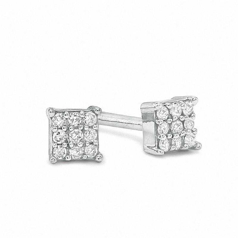 Banter Diamond Accent Square Composite Stud Earrings In Sterling Silver Earrings