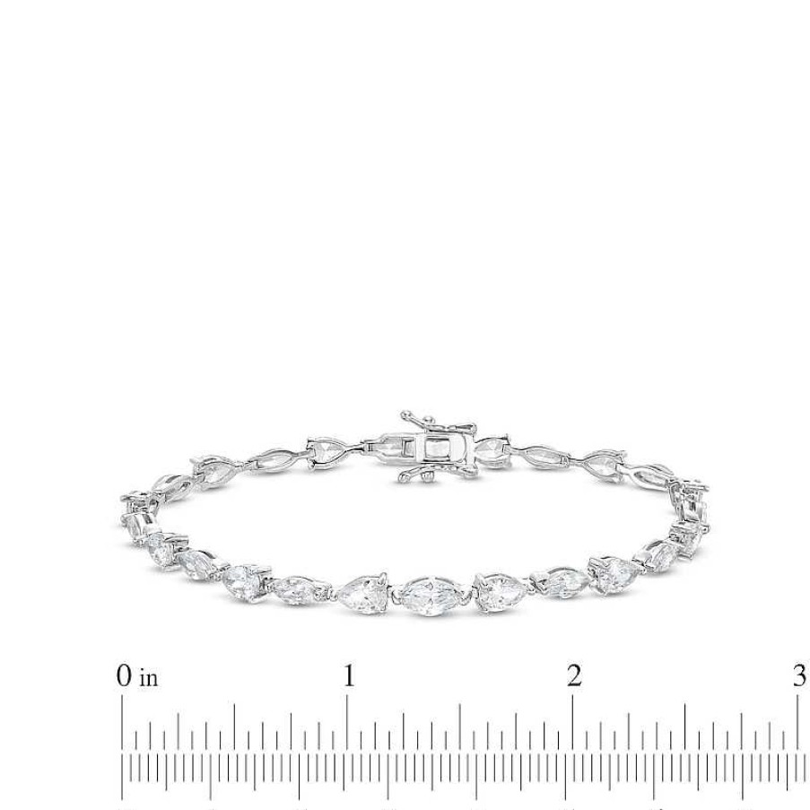 Banter Cubic Zirconia Oval And Marquise Bracelet In Semi-Solid Sterling Silver - 7" Bracelets