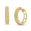 Banter 10K Semi-Solid Gold Cz Chevron Border Hoops Earrings