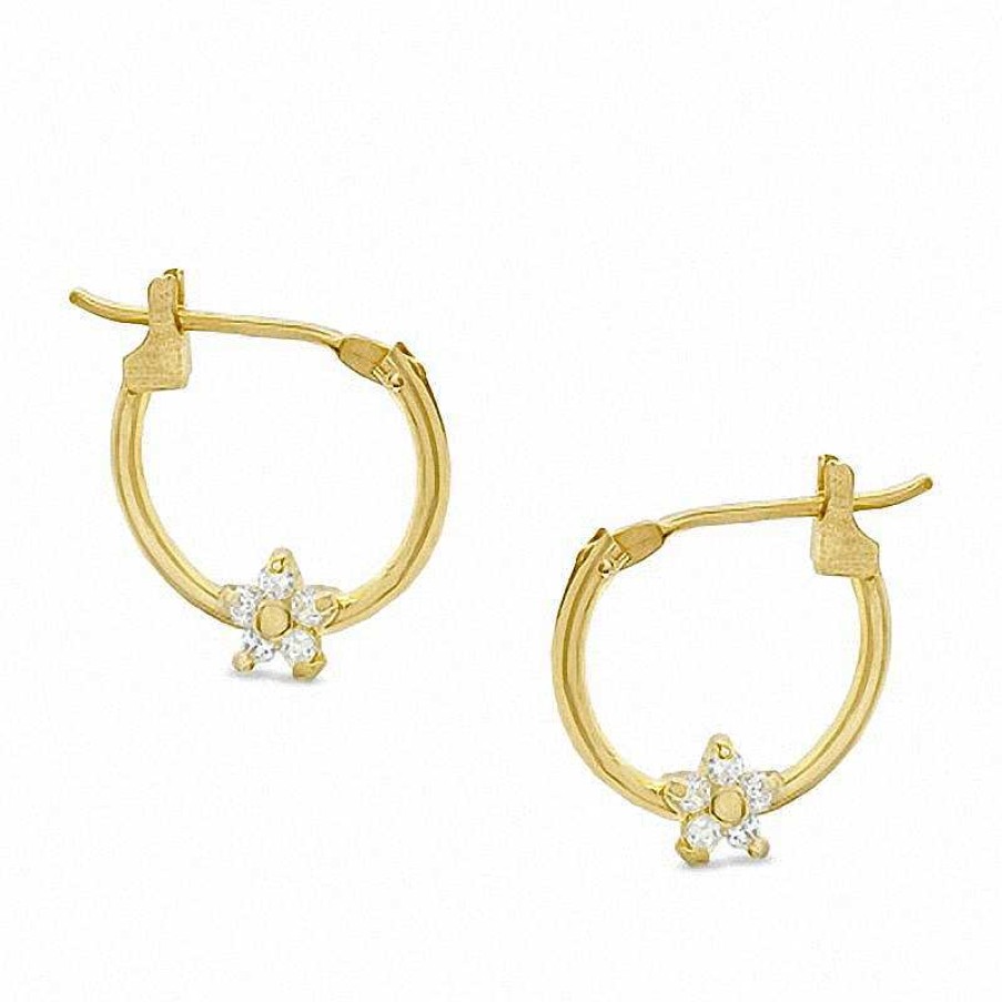 Banter Cubic Zirconia Flower On Hoop Earrings In 10K Gold Earrings