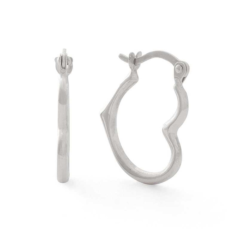 Banter Open Heart Hoop Earrings In 10K White Gold Earrings