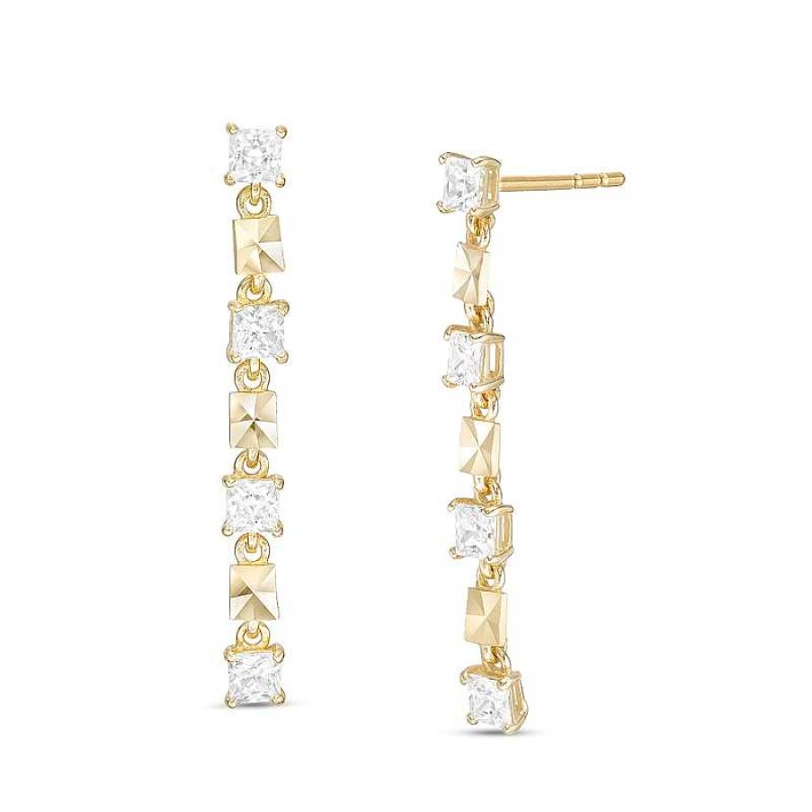 Banter Cubic Zirconia And Diamond-Cut Square Dangle Drop Earrings In 10K Gold Earrings