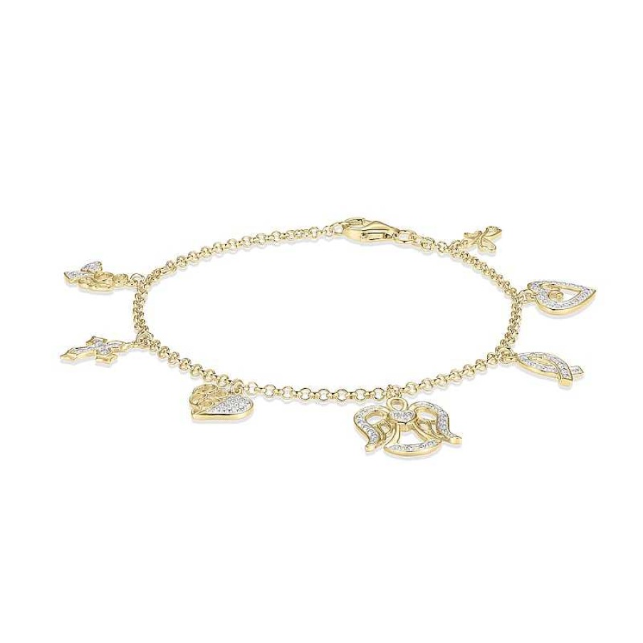 Banter 18K Gold Plated Diamond Accent Faith Charm Bracelet Bracelets