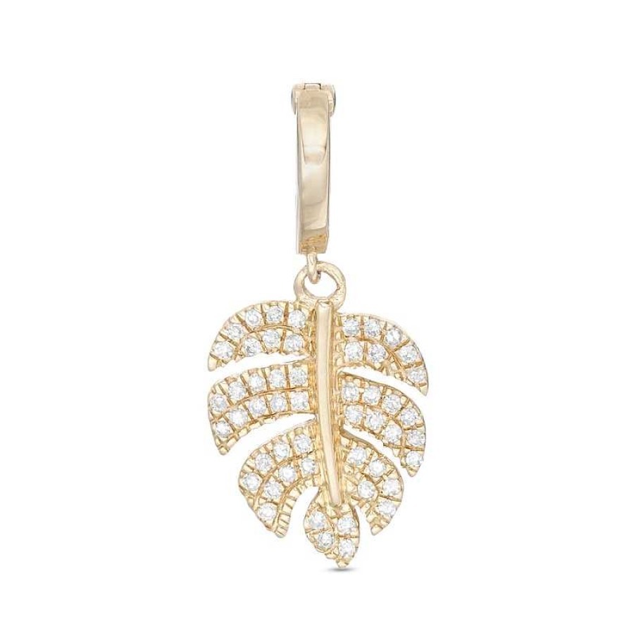 Banter 1/10 Ct. T.W. Diamond Leaf Necklace Charm In 10K Gold Charms