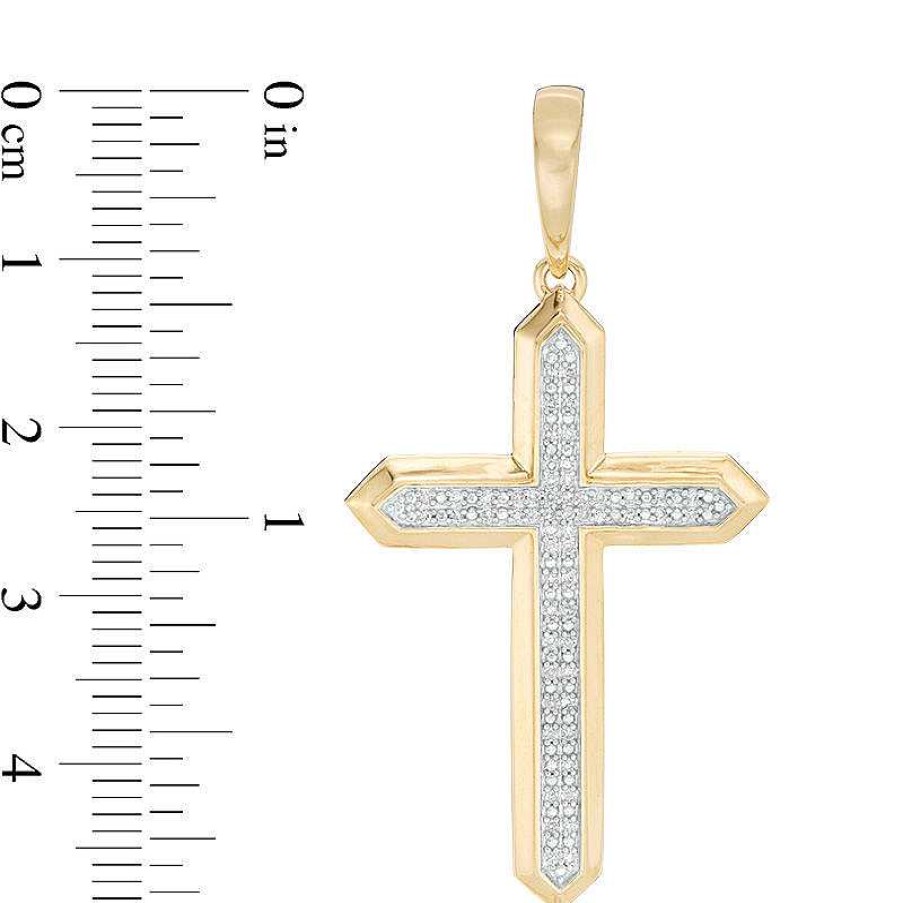 Banter 1/6 Ct. T.W. Composite Diamond Gothic-Style Cross Necklace Charm In 10K Gold Charms