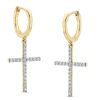 Banter 10K Solid Gold 1/4 Ct. T.W. Diamond Cross Dangle Huggies Earrings