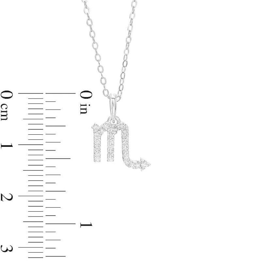 Banter Cubic Zirconia Dainty Scorpio Symbol Pendant Necklace In Sterling Silver Necklaces