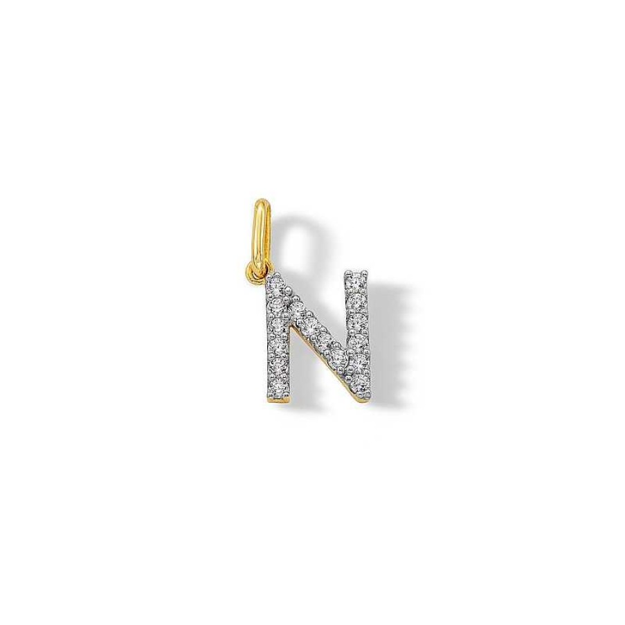 Banter 10K Solid Gold Cz N Initial Charm Charms