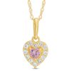 Banter Child'S 3Mm Pink And White Cubic Zirconia Heart Frame Pendant In 10K Gold - 13" Necklaces