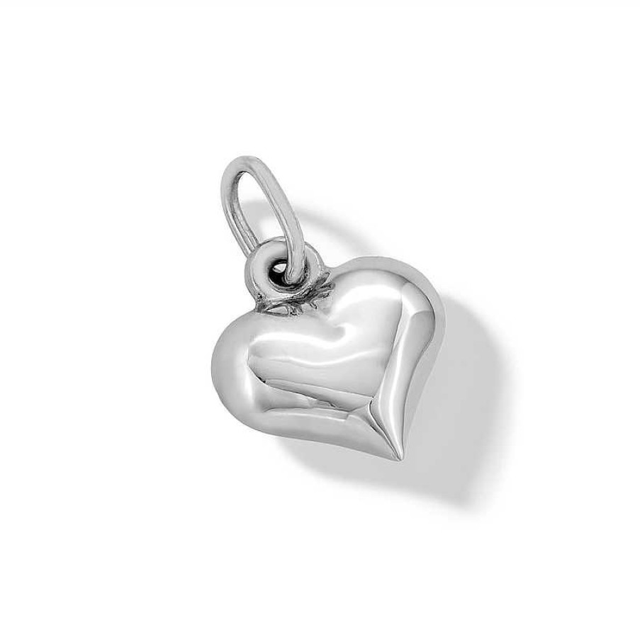 Banter 10K Hollow White Gold Puffy Heart Charm Charms