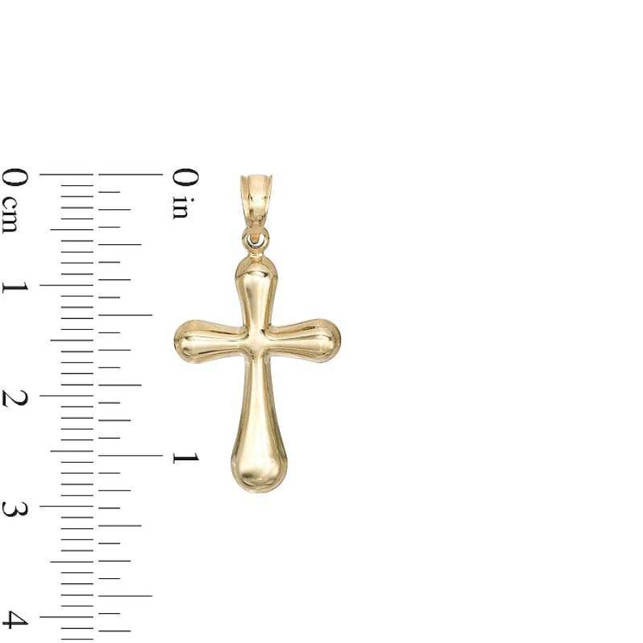 Banter Puffed Ends Cross Necklace Charm In 10K Hollow Gold Charms