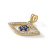 Banter Blue And White Cubic Zirconia Evil Eye Necklace Charm In 10K Solid Gold Charms