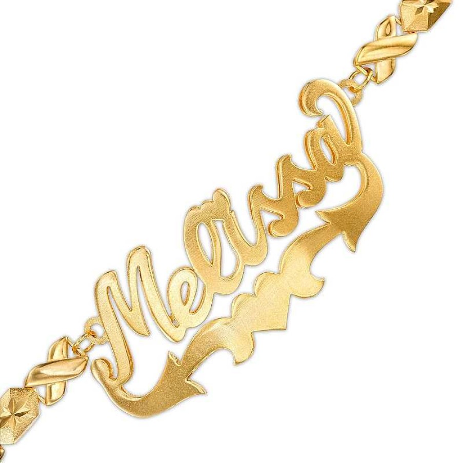 Banter Personalized Script Name Xo Stampato Bracelet In Sterling Silver With 14K Gold Plate Bracelets