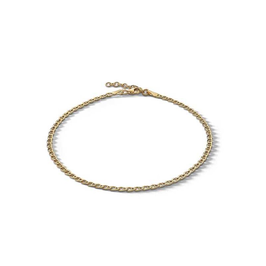 Banter 10K Hollow Gold Mariner Chain Anklet Made In Italy - 9" Bracelets