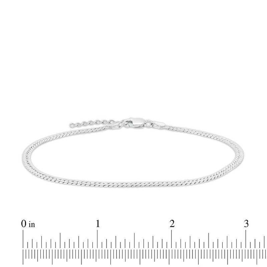 Banter Made In Italy 3Mm Flat Herringbone Chain Anklet In Solid Sterling Silver - 9" + 1" Ankle