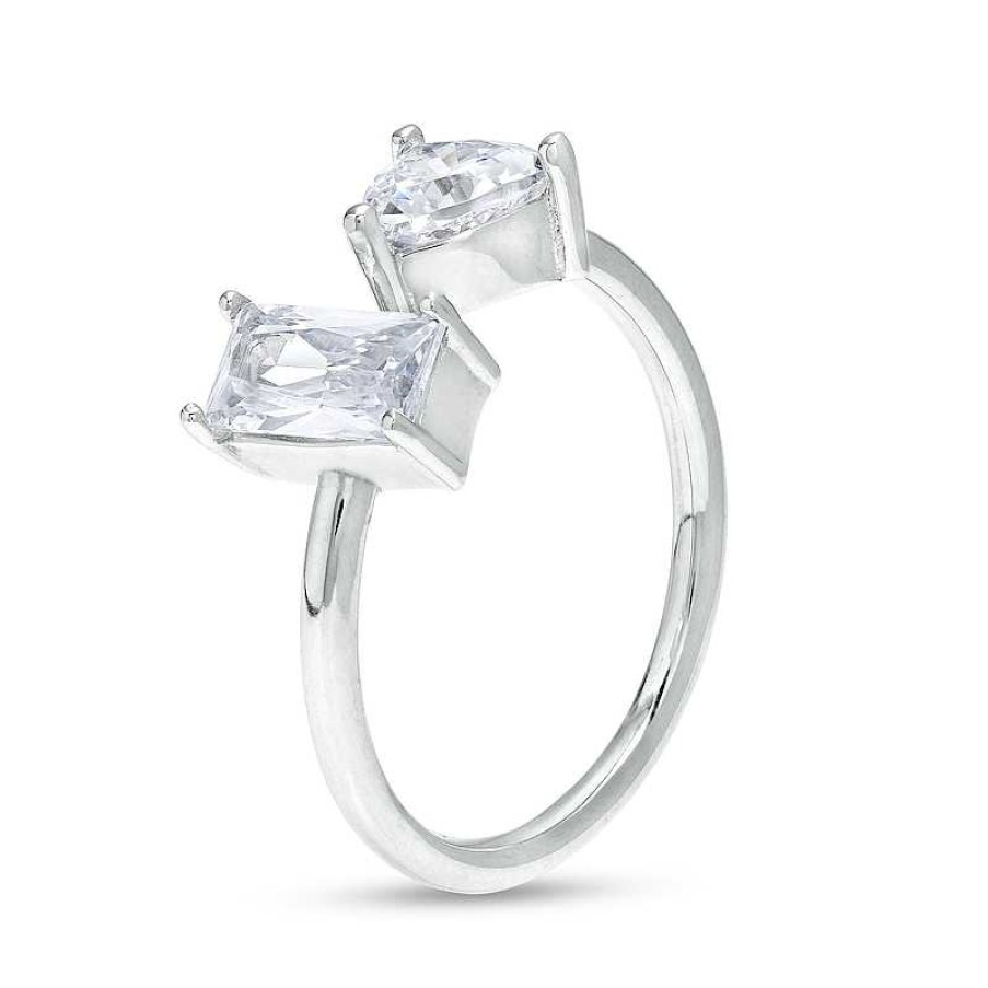 Banter 6Mm Trillion-Cut And Emerald-Cut Cubic Zirconia Open Ring In Sterling Silver Size 8 Rings