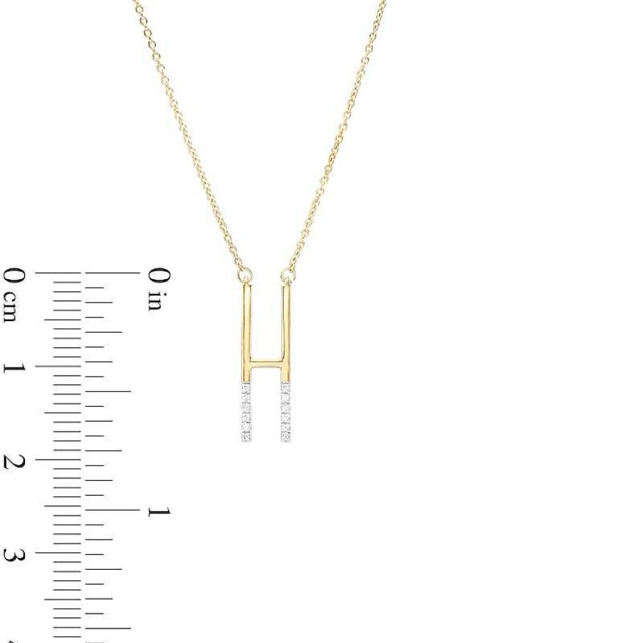 Banter 1/20 Ct. T.W. Diamond "H" Initial Necklace In Sterling Silver With 14K Gold Plate - 18" Necklaces