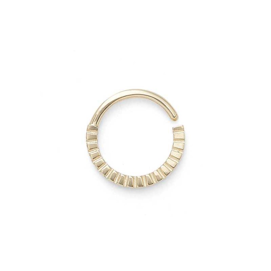 Banter 019 Gauge Textured Hoop Cartilage Earring In 10K Gold Nose