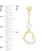 Banter 014 Gauge Cubic Zirconia Tilted Half Shadow Heart Belly Button Ring In 10K Gold Belly Button