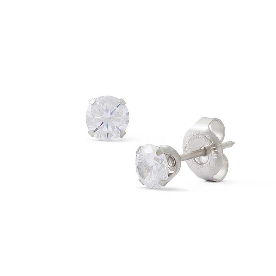 Banter 5Mm Cubic Zirconia Solitaire Stud Piercing Earrings In Solid Stainless Steel Earrings