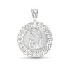 Banter Chain Framed Jesus Medallion Necklace Charm In 10K Solid White Gold Charms