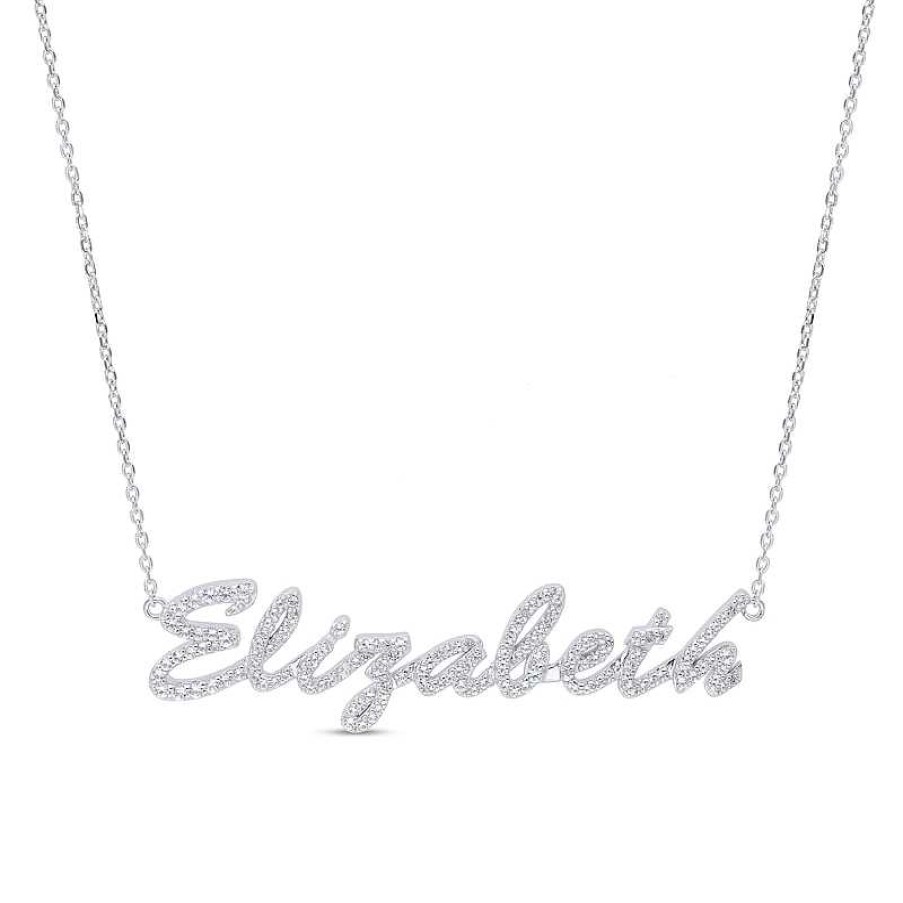 Banter Simulated Sapphire Personalized Name Cable Chain Necklace In Sterling Silver - 18" Necklaces